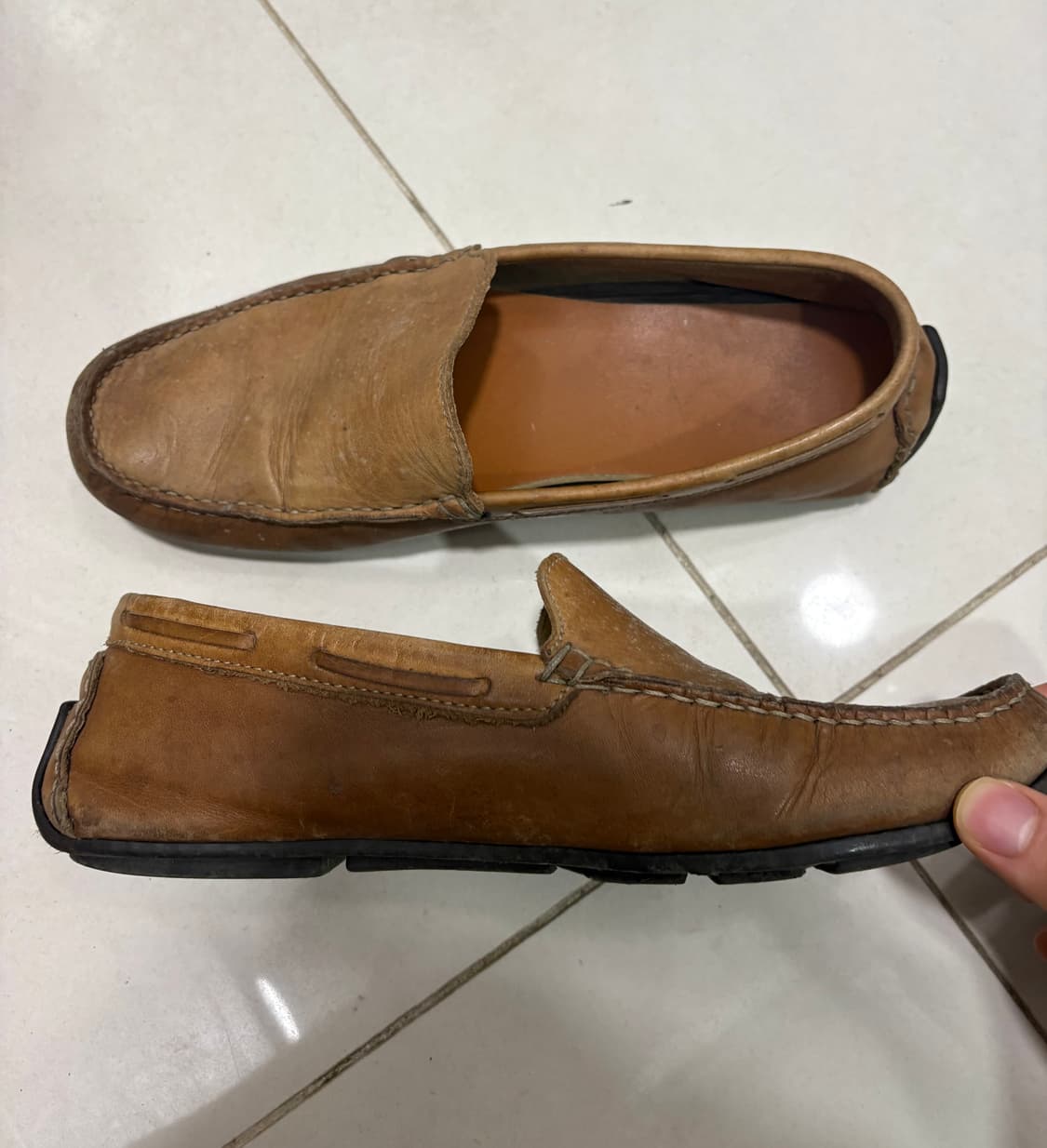 Vintage Brown Leather Driving Shoes 상품이미지3