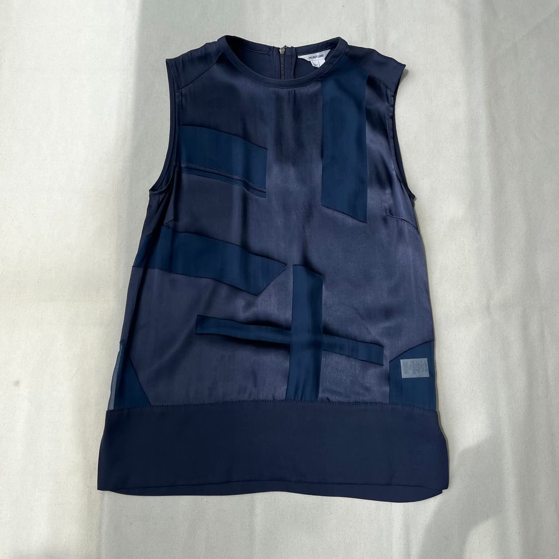 헬무트랭 시스루 패치워크 슬리브리스 탑 상품이미지1