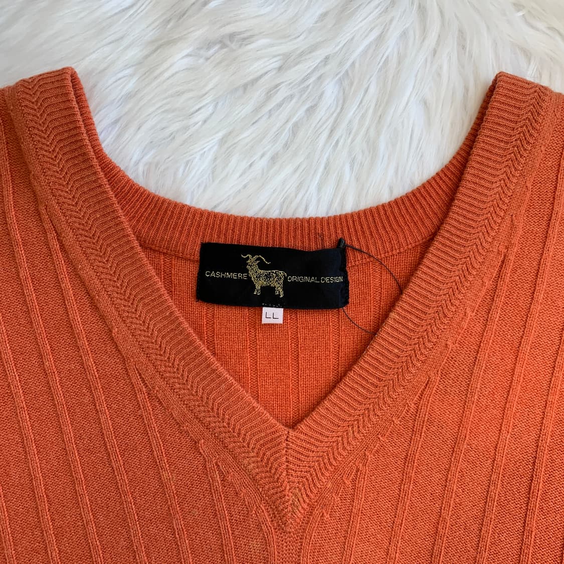 일본 빈티지 캐시미어 100 골지 브이넥 니트 1813 상품이미지3