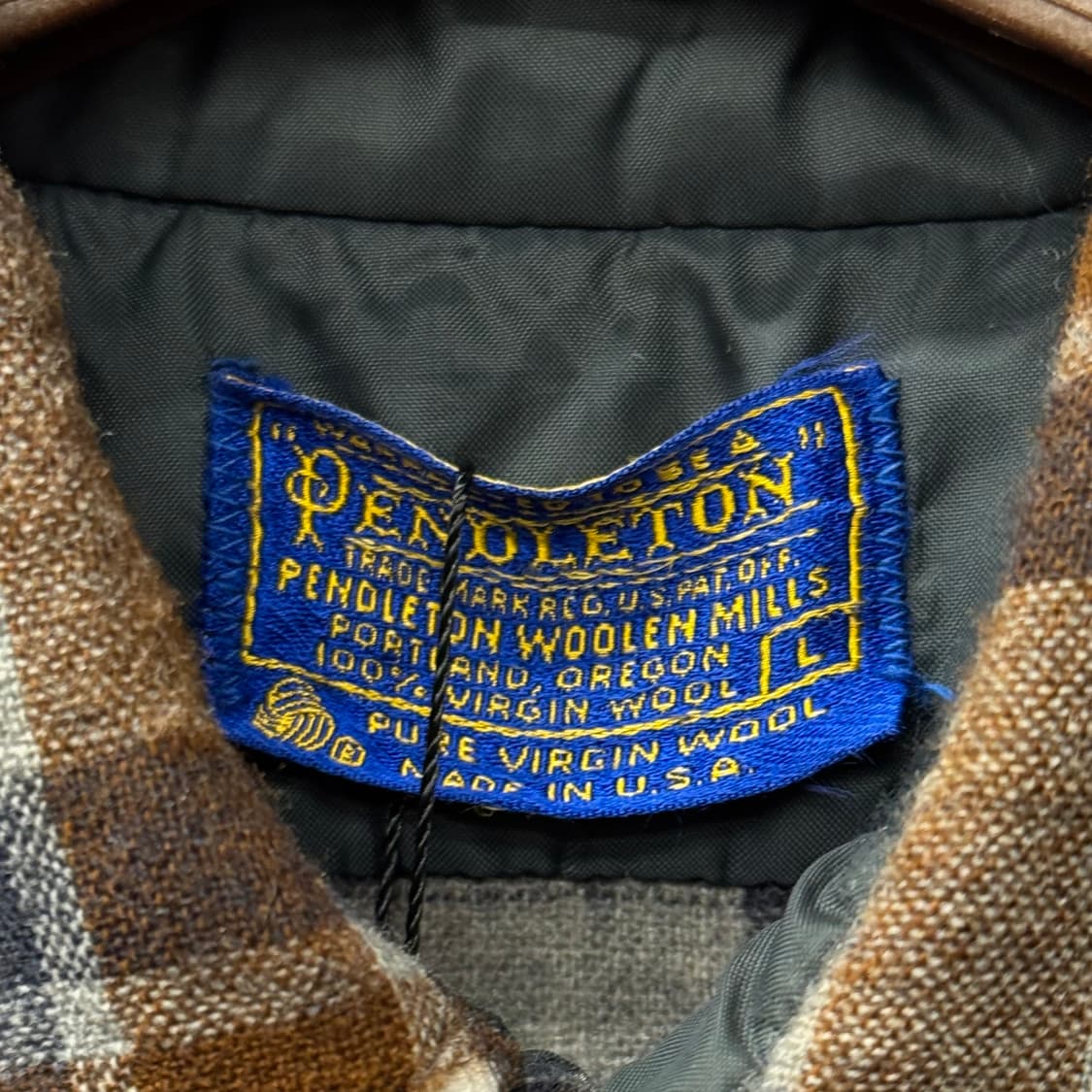 80s 펜들턴 퓨어 버진 울 플란넬 워크 체크 셔츠 펄 스냅 N123 상품이미지6