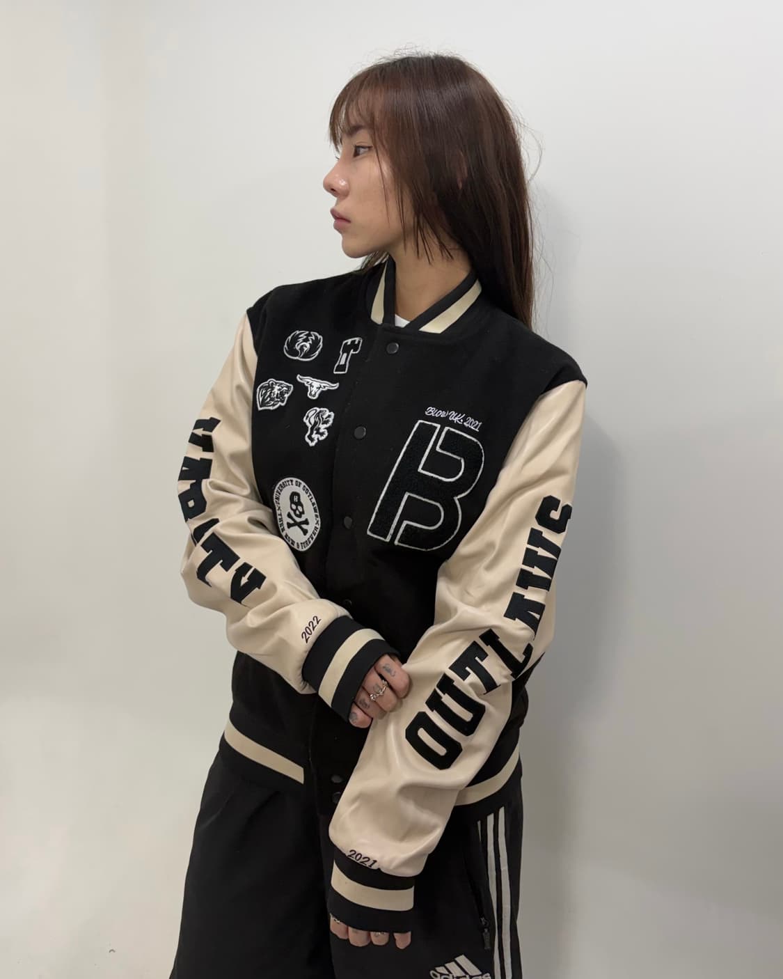 90s 빈티지 스컬패치 레더 바시티 jk 상품이미지2