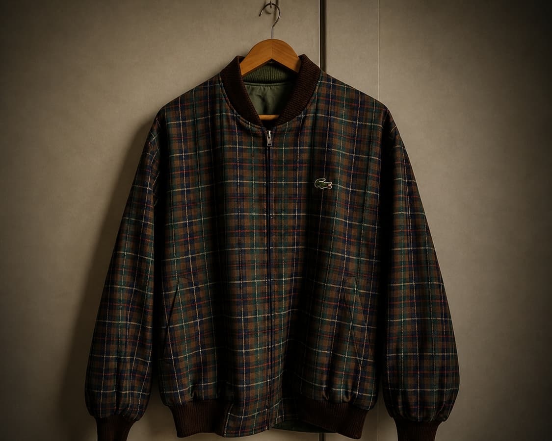90s CHEMISE LACOSTE 리버시블 체크 블루종 자켓 (L) 상품이미지1
