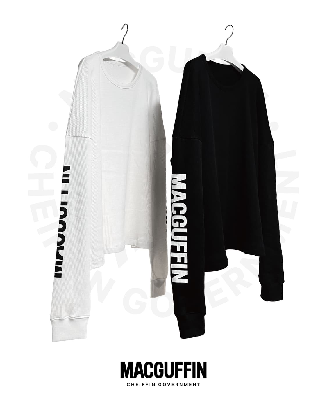 MACGUFFIN 와플니트 맨투맨 롱슬리브 블랙 & 화이트 상품이미지6