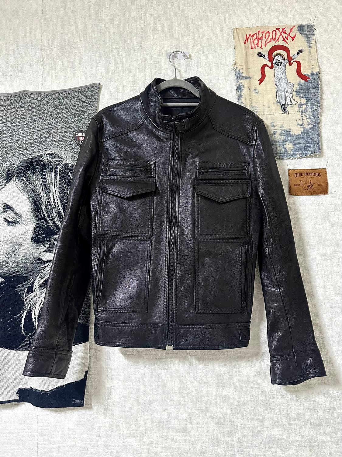 206 HOMME 고트스킨 레더 하이넥 자켓 50 size (신품급) 상품이미지1