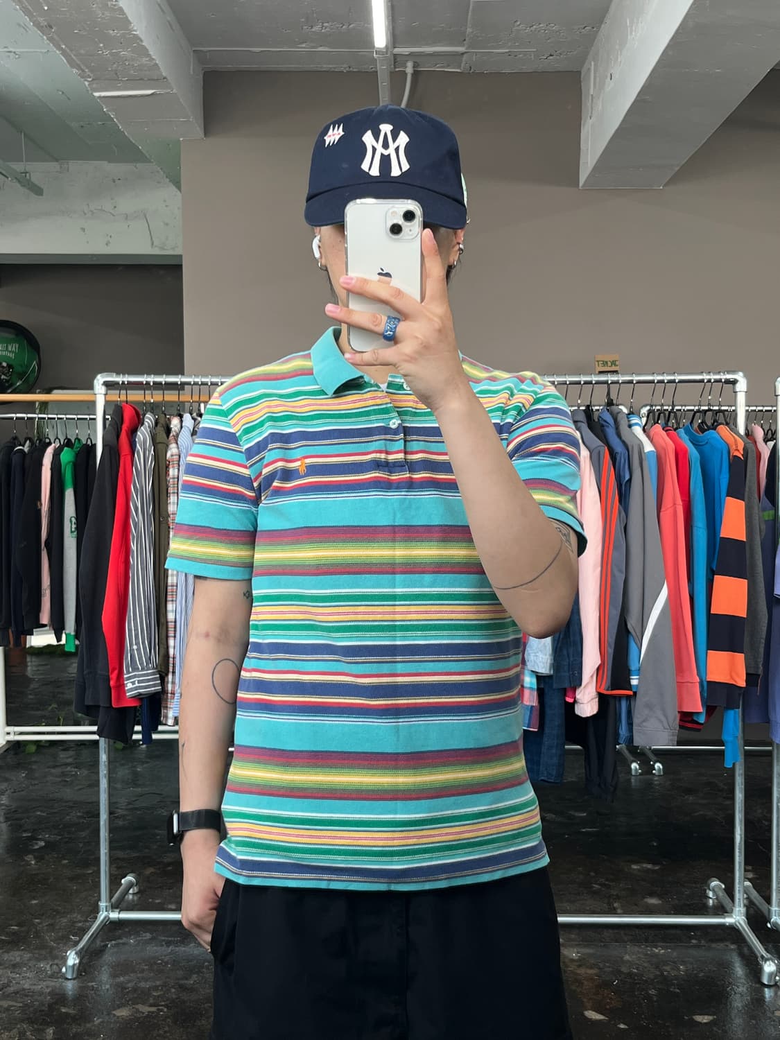 폴로 랄프로렌 스트라이프 카라 반팔 티셔츠 상품이미지1