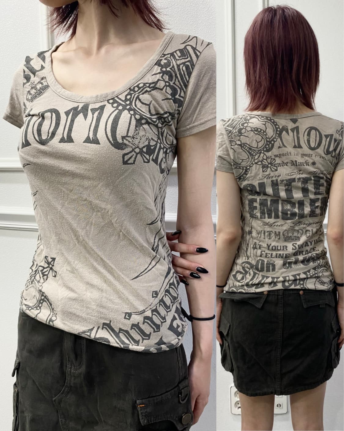 [GLITZ]2000s Glitz Print Slim Fit Top 상품이미지1