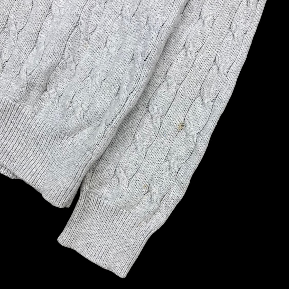 폴로랄프로렌 라이트 그레이 꽈배기 코튼 니트 반집업 상품이미지6