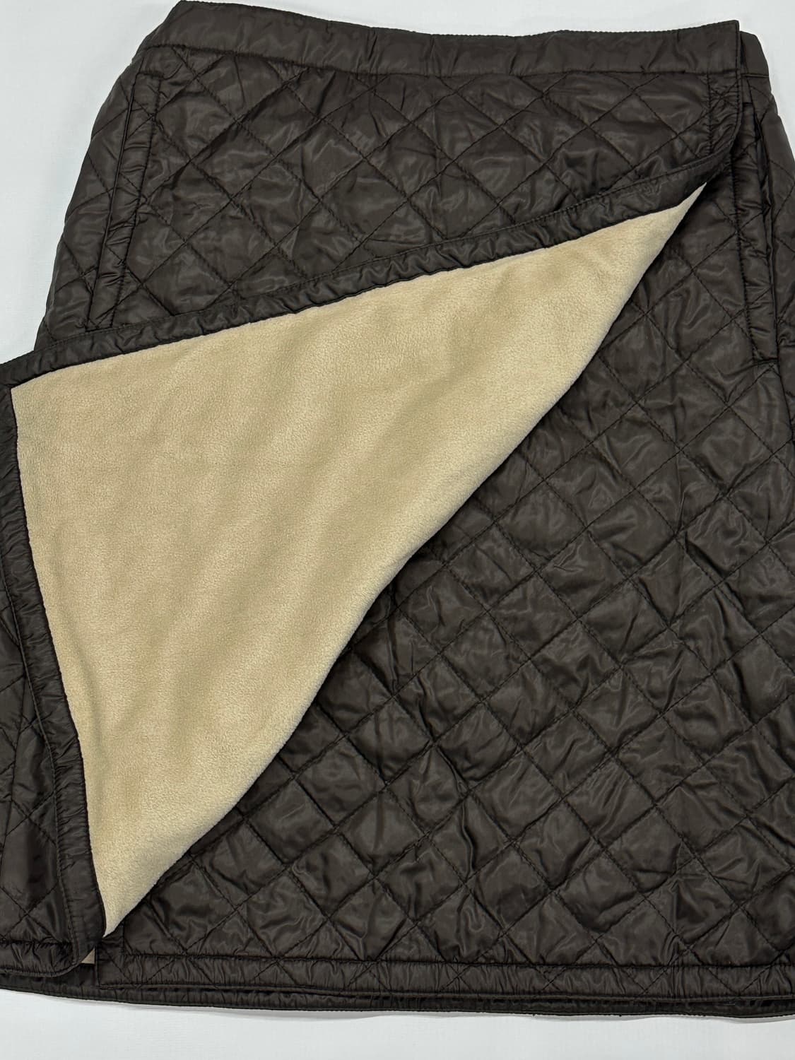 누빔 브라운 기모 패딩 랩 스커트 겨울 폭닥 사와코 그런지 히피 레이어드 상품이미지5