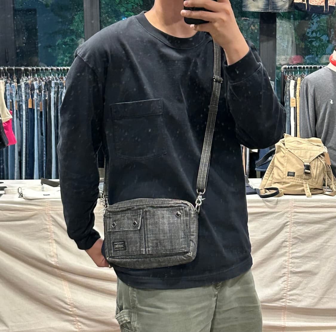 요시다 포터 온스 코튼 흑청 데님 숄더백 크로스백 V3 상품이미지9