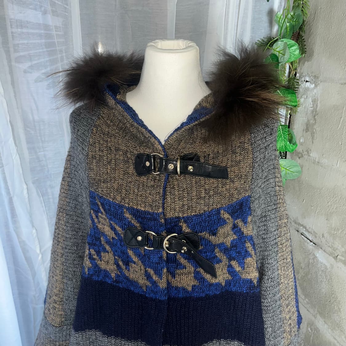 케이프 퍼 니트가디건 상품이미지2