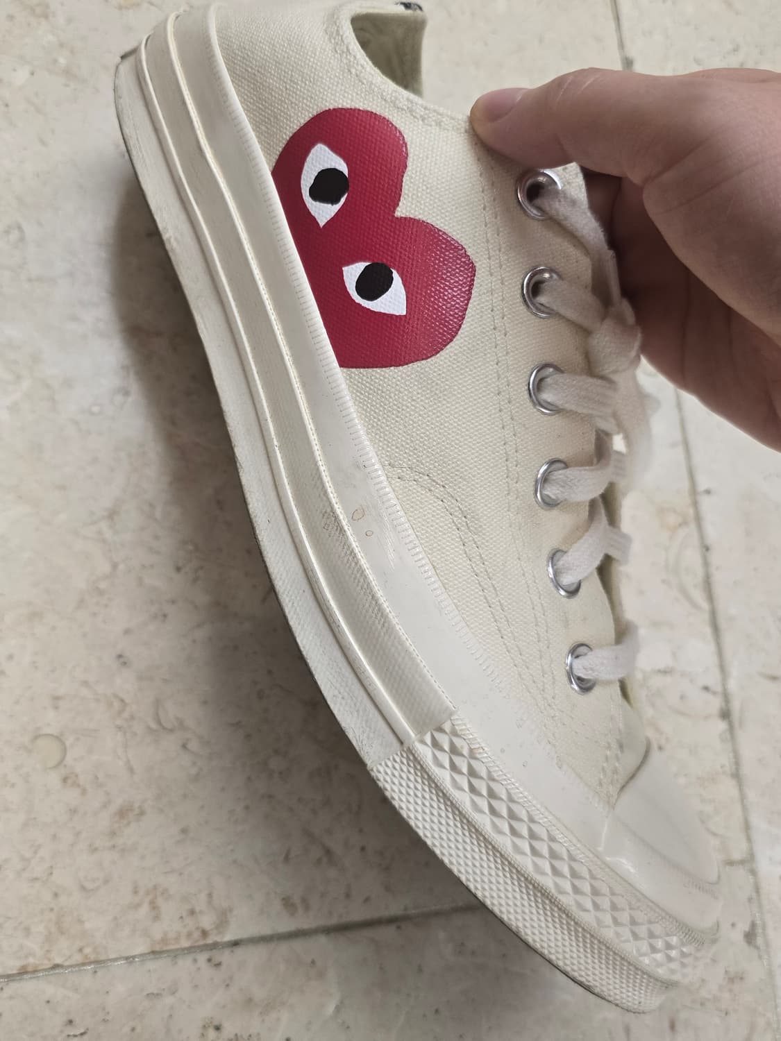 컨버스 척테일러 꼼데가르송 아이보리 UK7 상품이미지4