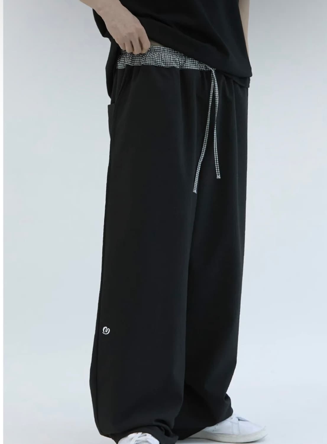 밈더워드로브 로고 체크 라운지 팬츠_블랙 상품이미지2