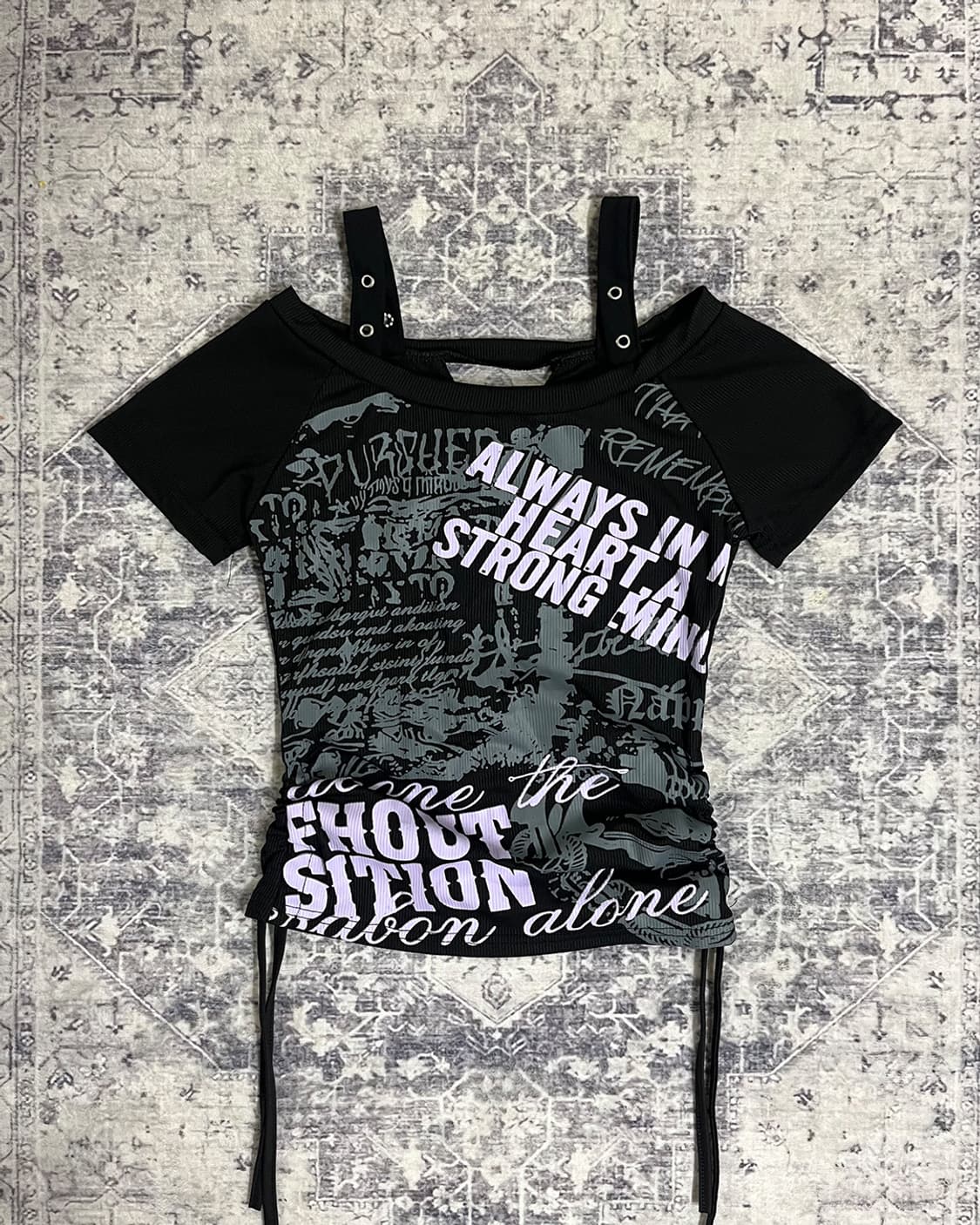 00‘s Punk Off-shoulder lettering top 상품이미지5