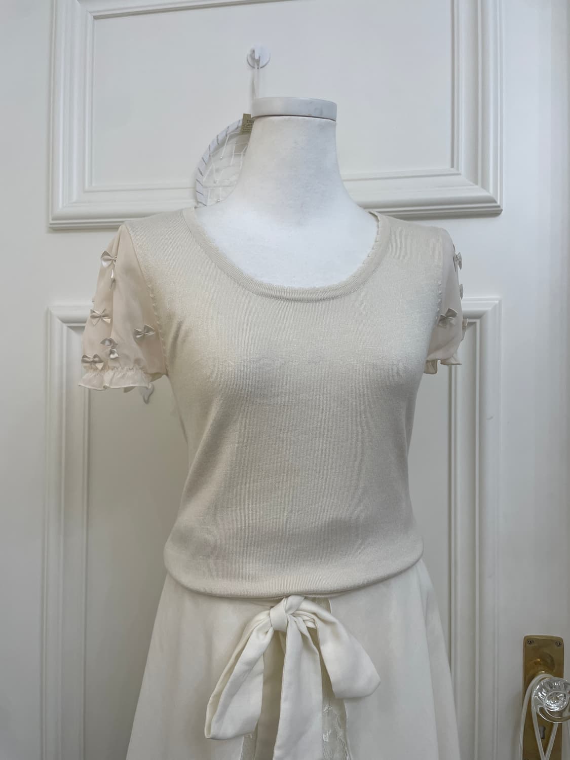 PRIME PATTERN ivory sleeve bow knit top 상품이미지5