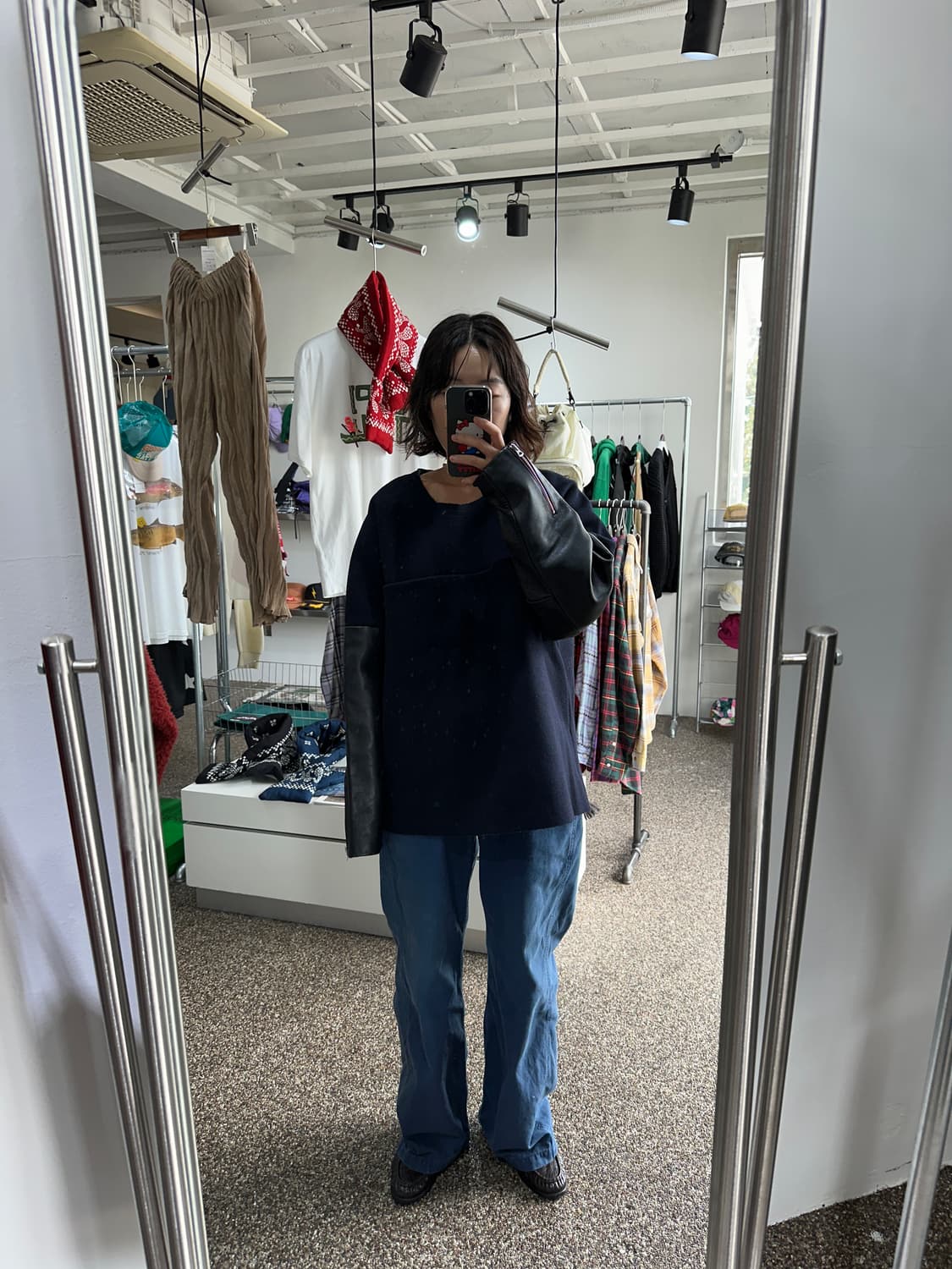 Sun sea leather melton jacket 상품이미지7