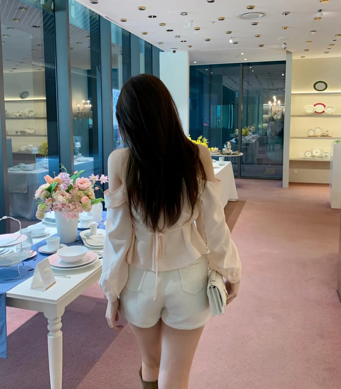 당일배송) 제니오 zaenio 스완 홀터 블라우스 피치 상품이미지5