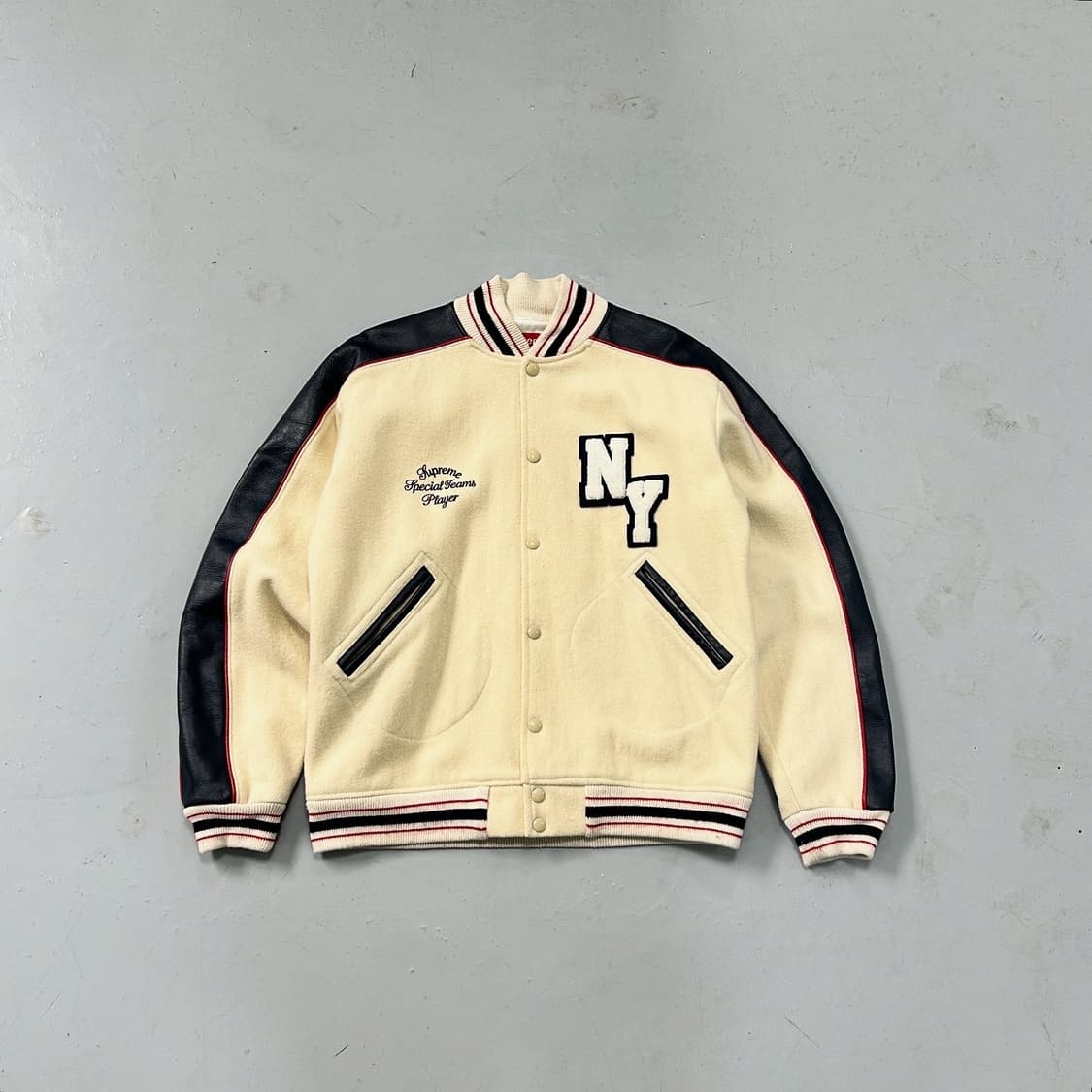 03AW 슈프림 울 레더 바시티 자켓  상품이미지1