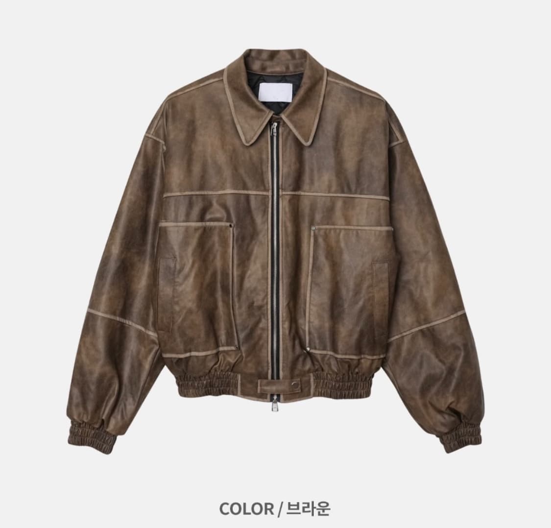 브라운 레더 블루종 자켓 상품이미지1