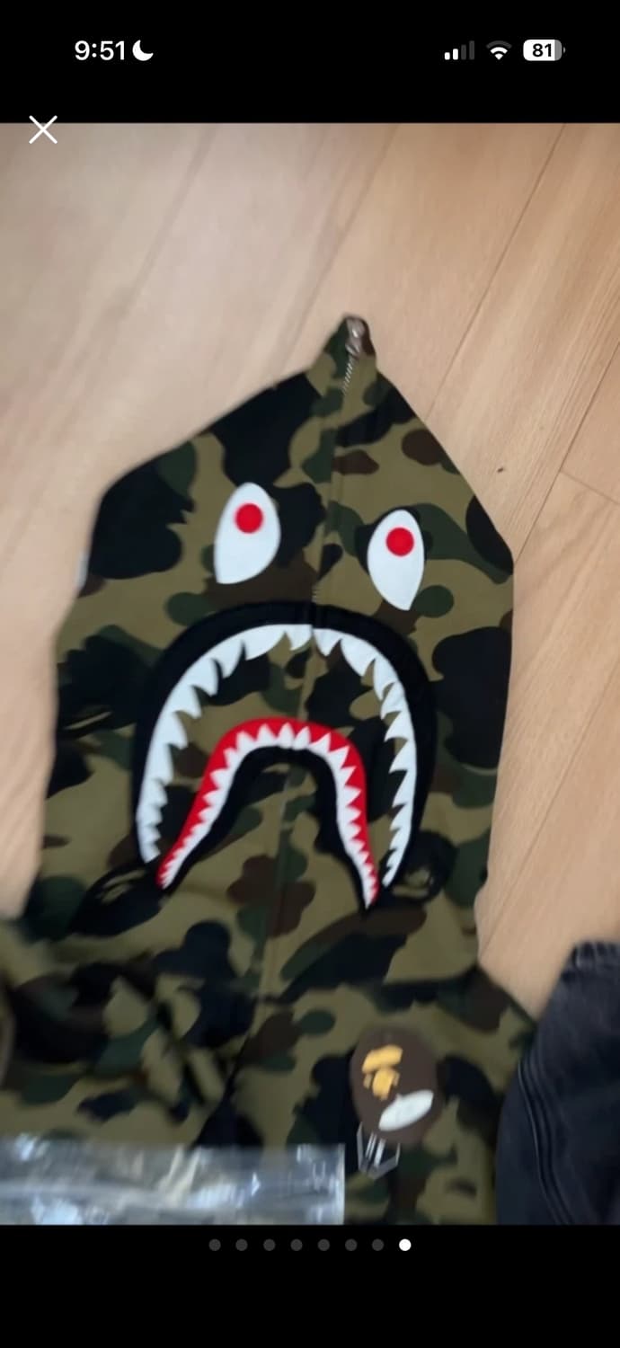 베이프 1st 카모 샤크 후드 XL 아미 그린 상품이미지4