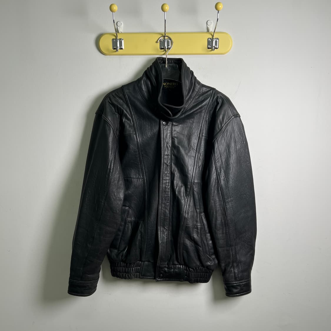 VTG 빈티지 블랙 양가죽 하이넥 봄버 자켓 L 상품이미지1