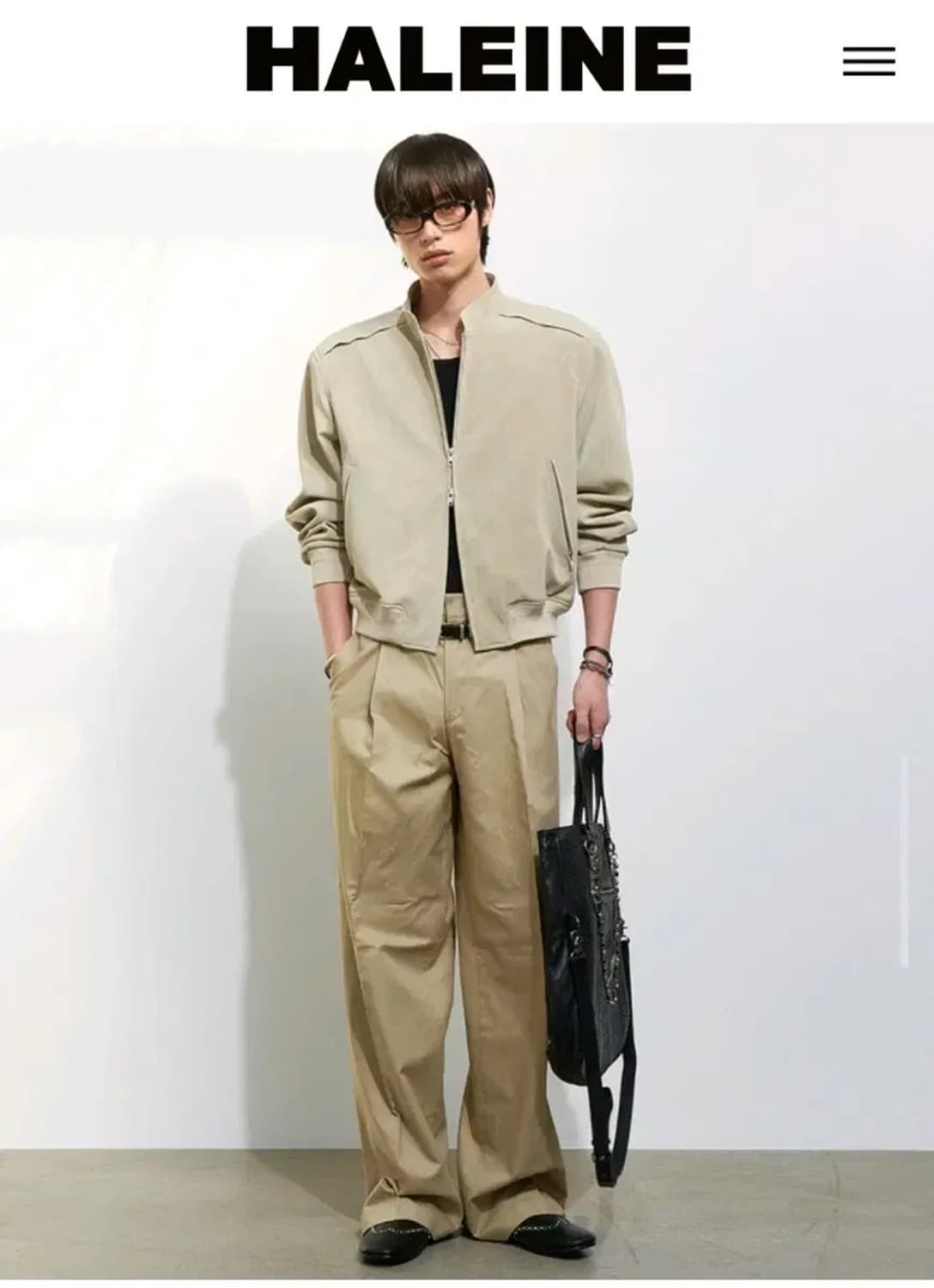 알렌느 벨루어 스탠드 카라 블루종 상품이미지1