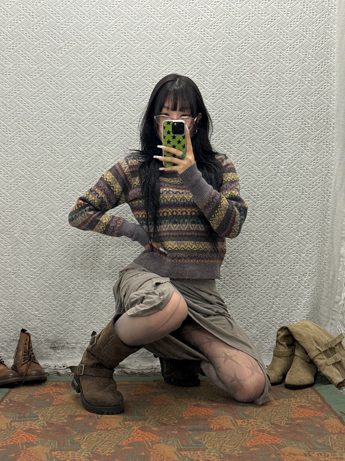 빈티지 모리 보헤미안 에스닉 인디언 패턴 니트 K0073 상품이미지2