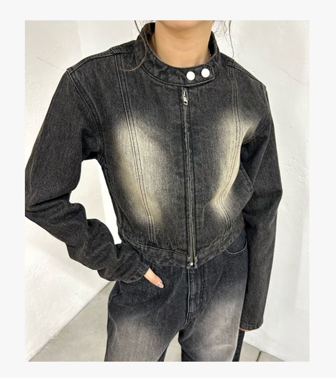 WHO’S WHO GALLEY - 23FW CROP BIKER JK 상품이미지2