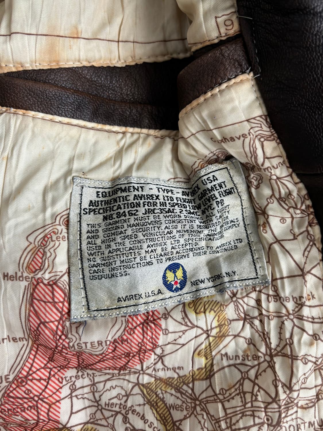 Avirex 아비렉스 80s A-2 브라운 레더 자켓 상품이미지8