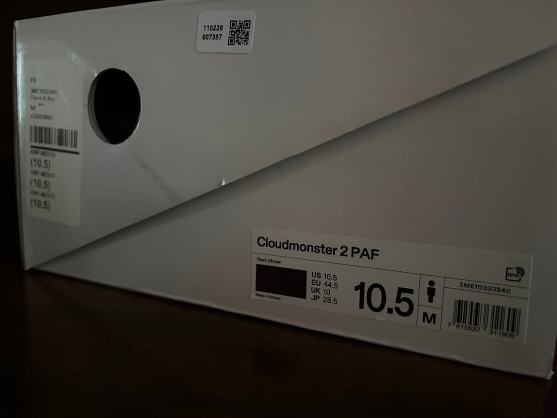 온러닝 파프 클라우드 몬스터2 쏜브라운 285 상품이미지4