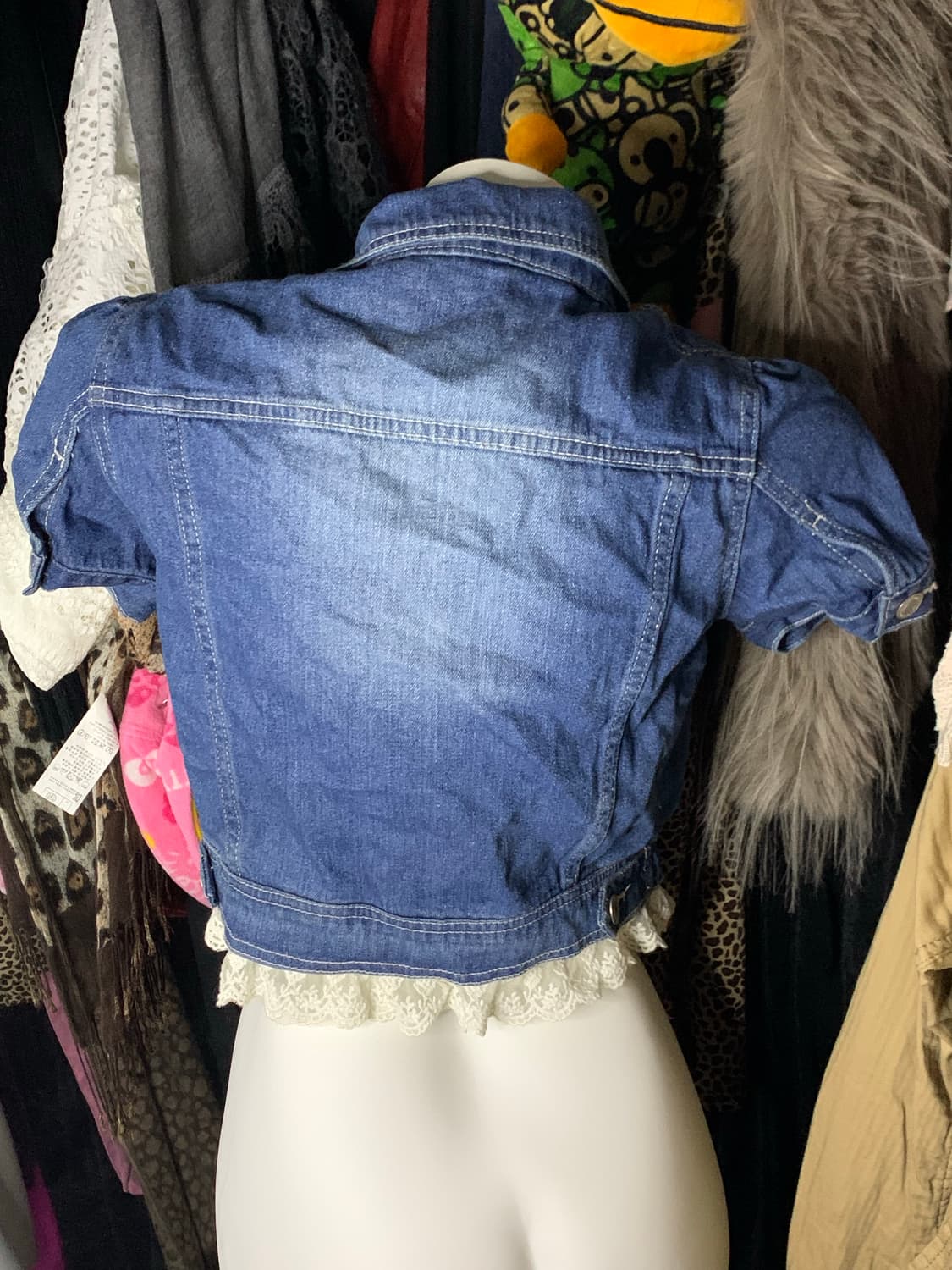 키치 퍼프 레이스 숏 데님자켓 상품이미지2