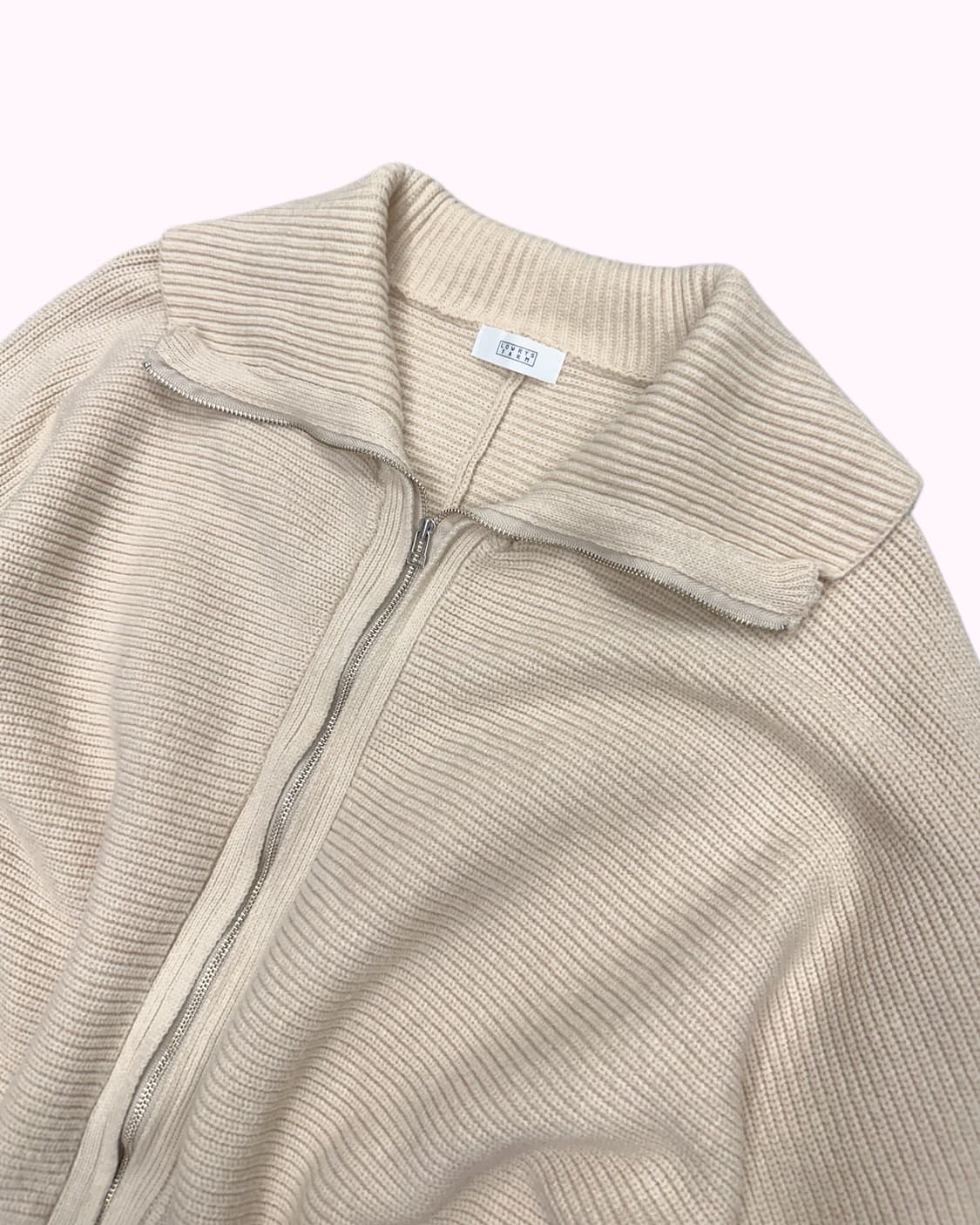 ribbed beige knit zip-up 상품이미지3
