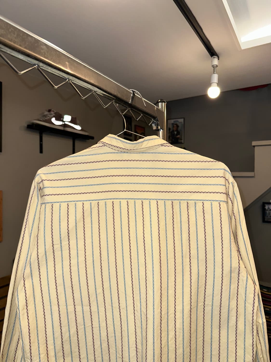 Japanese stripe pattern patch shirt 상품이미지6