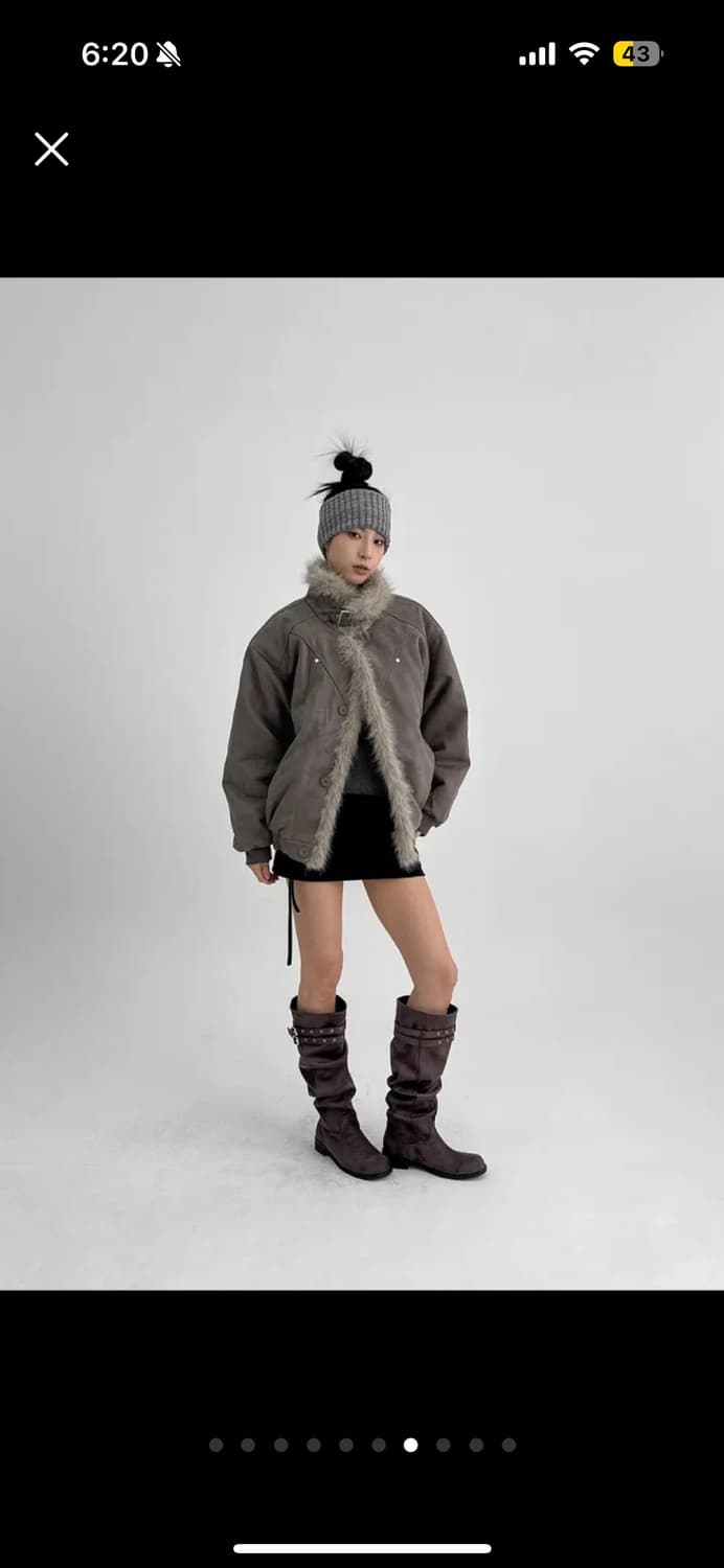 블랙업 캬롯 하이넥 퍼 패딩 무스탕 상품이미지5