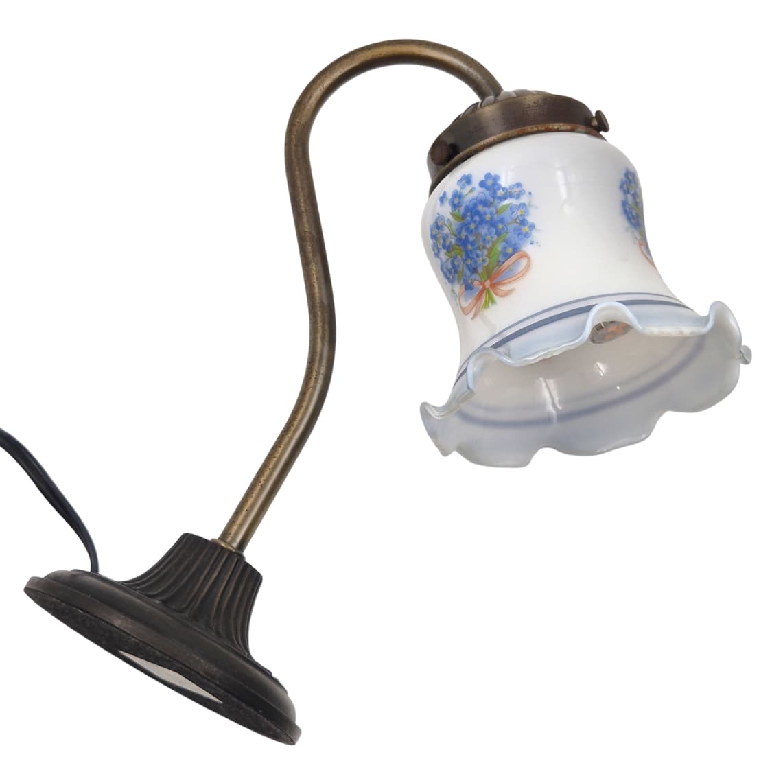 80s 밀크글라스 리본 꽃다발 엔틱 테이블 램프 상품이미지7