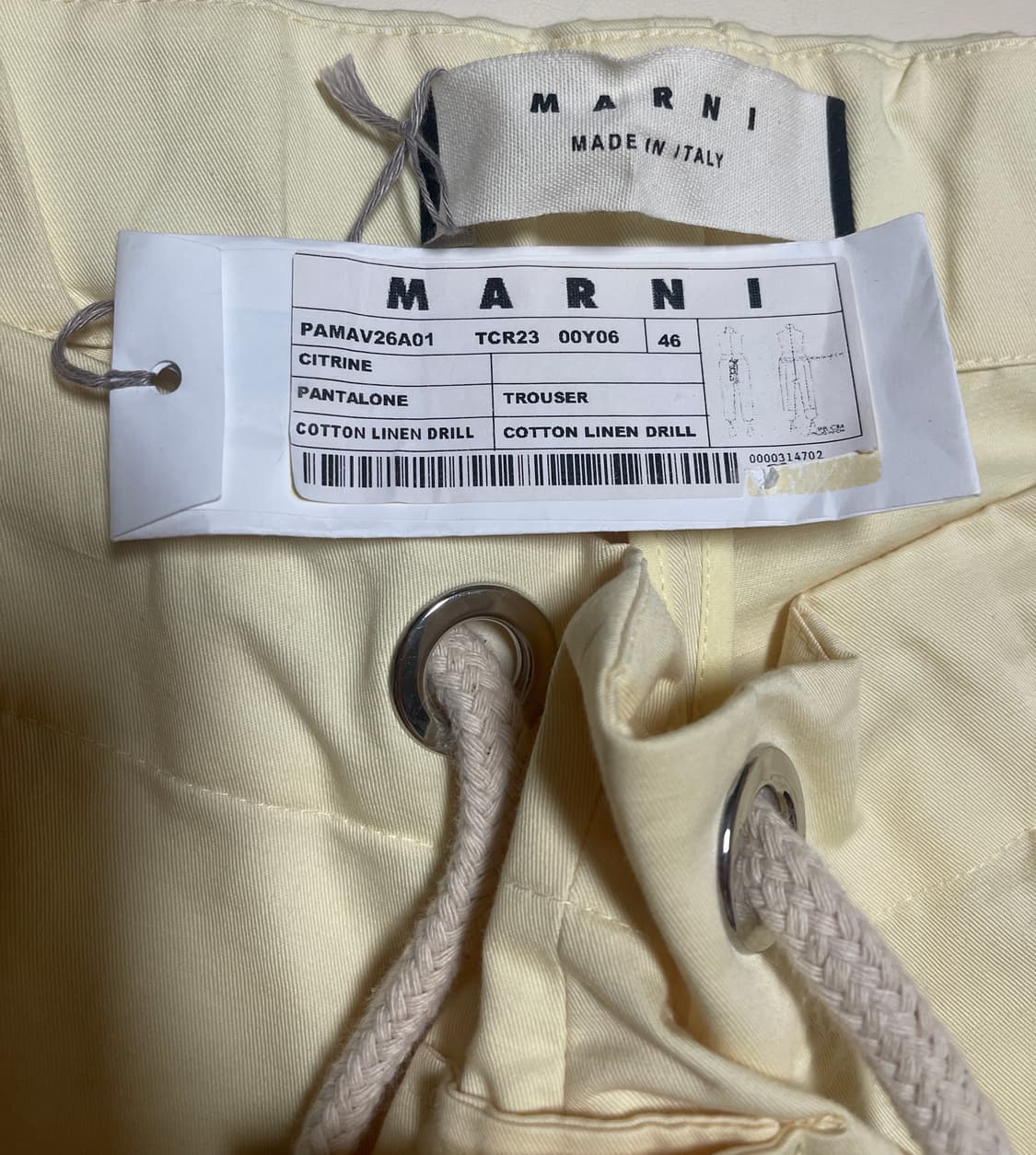 정품 새상품) Marni 마르니 코튼 리넨 드릴 팬츠 사이즈 46 상품이미지4