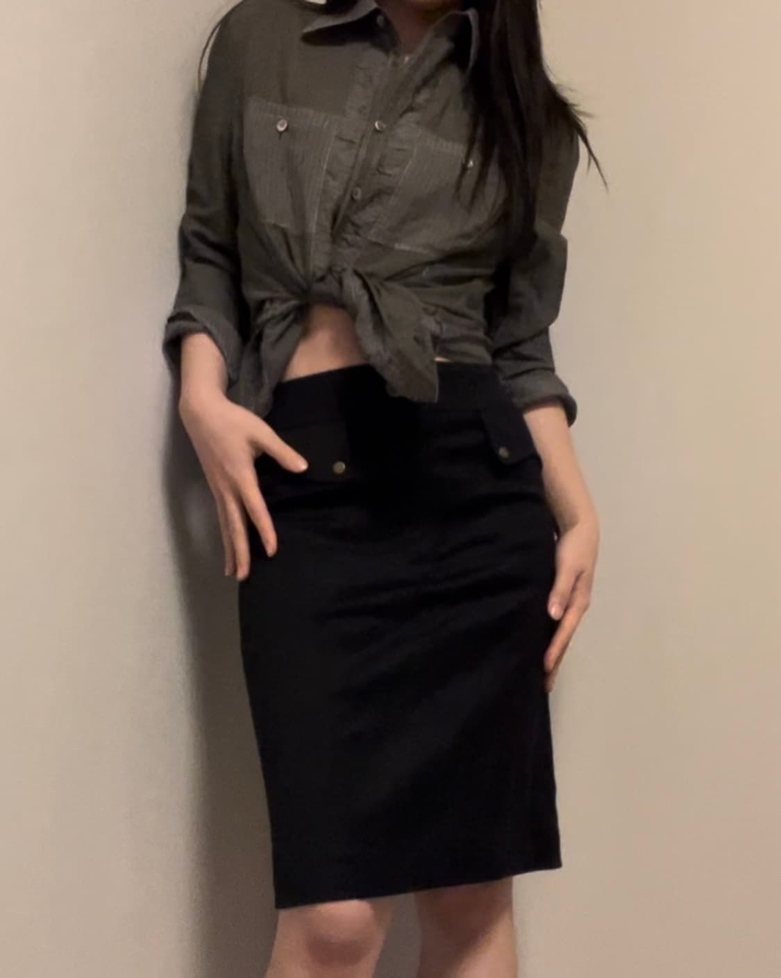 slit point black midi skirt 상품이미지1