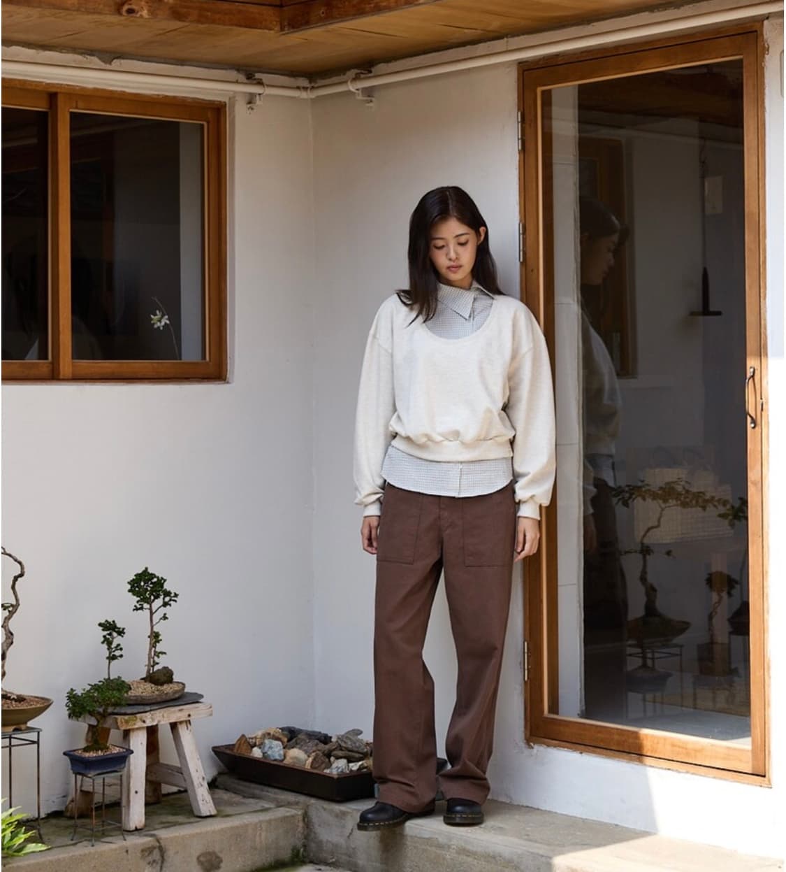 falt 폴트 유넥 크롭 스웻셔트 맨투맨 오트밀 상품이미지3