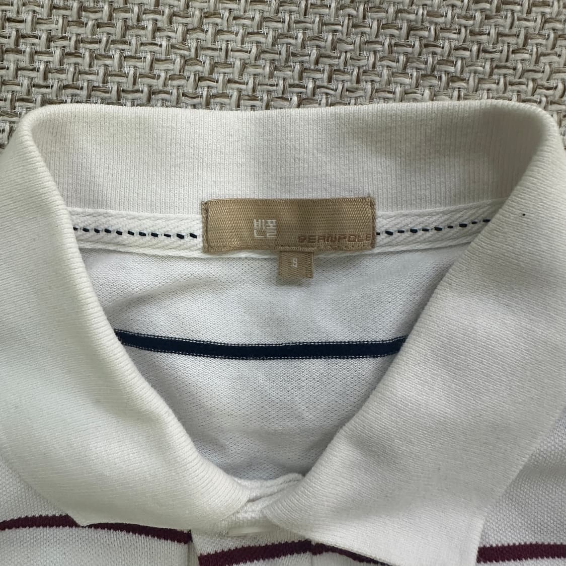 S 빈폴 화이트 스트라이프 폴로 셔츠 0414D 상품이미지2