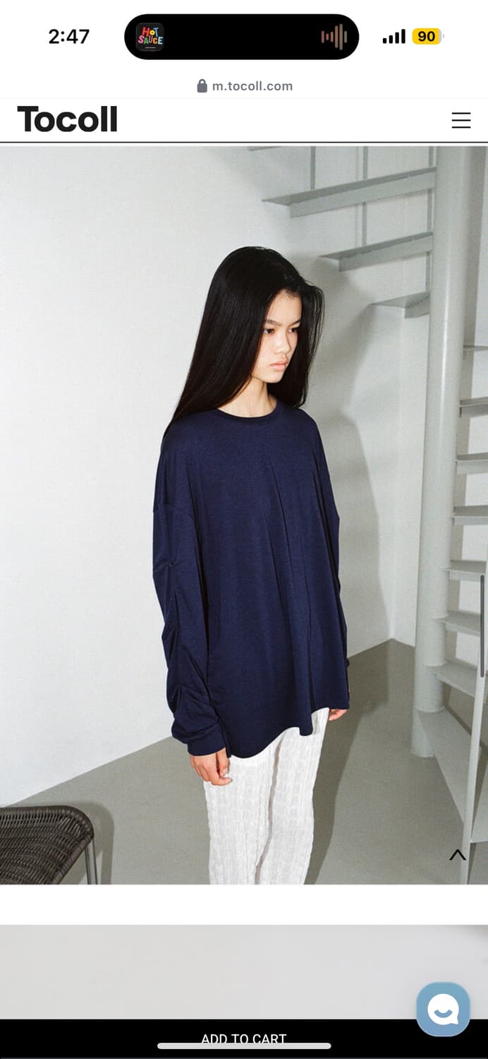 Tocoll tuck long sleeve top - navy (토콜) 상품이미지3
