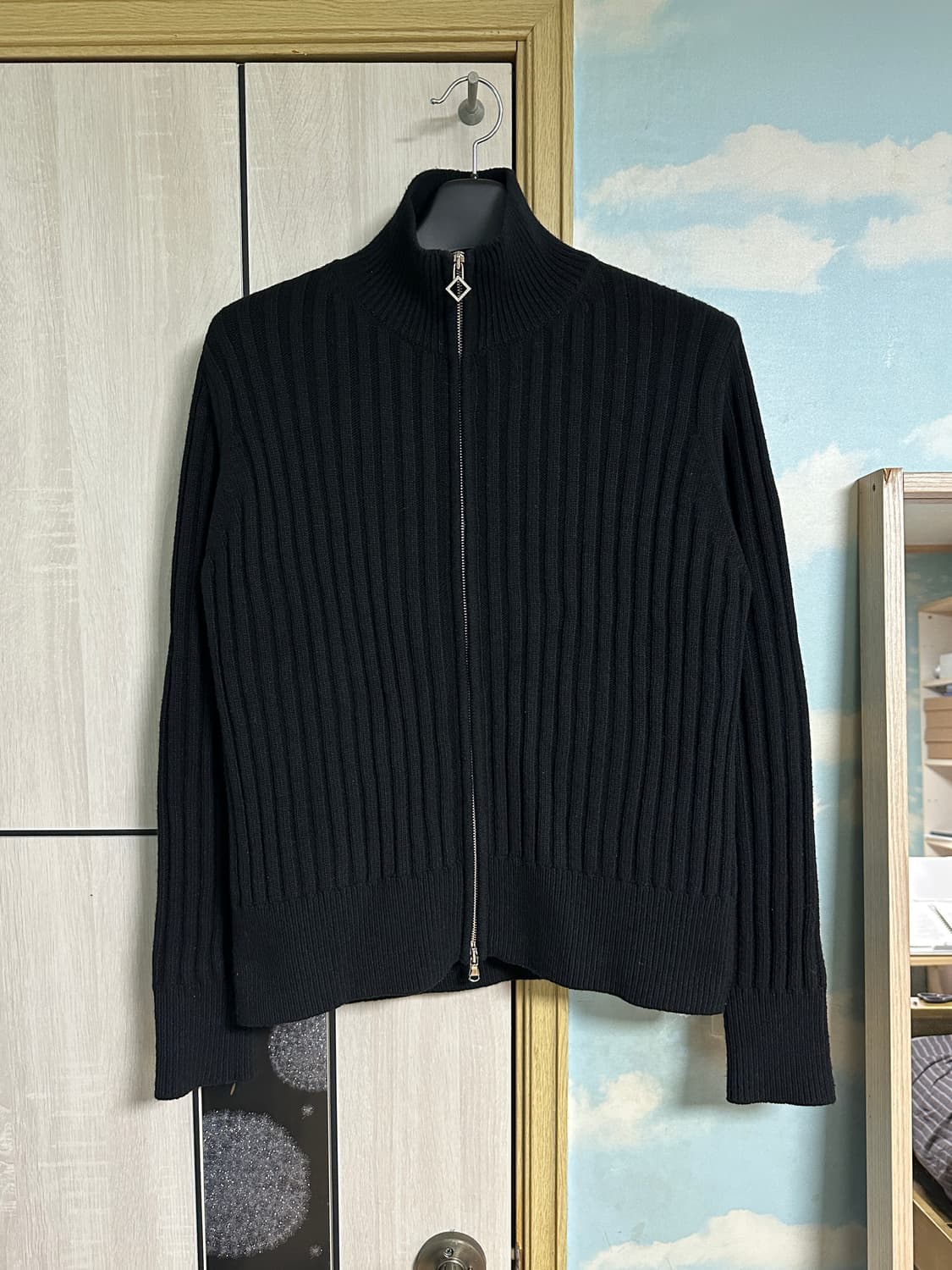 (L) 세비지 집업 니트 블랙 상품이미지2