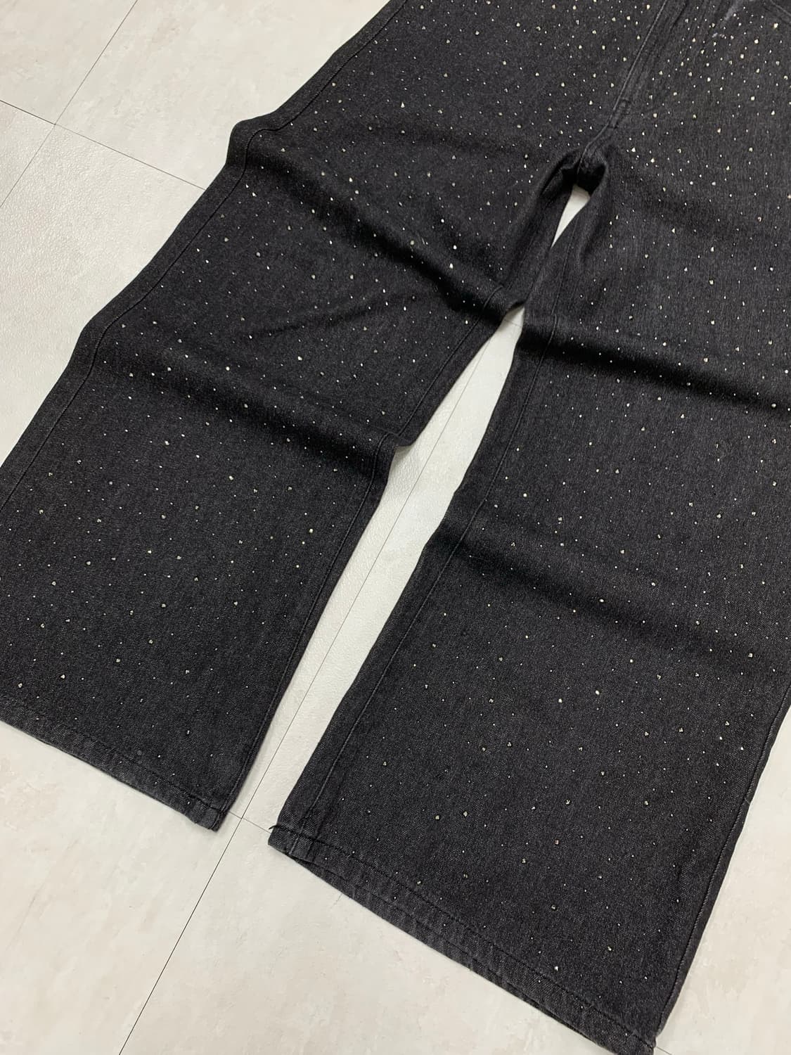 큐빅 디테일 와이드 데님 팬츠 #185 상품이미지3