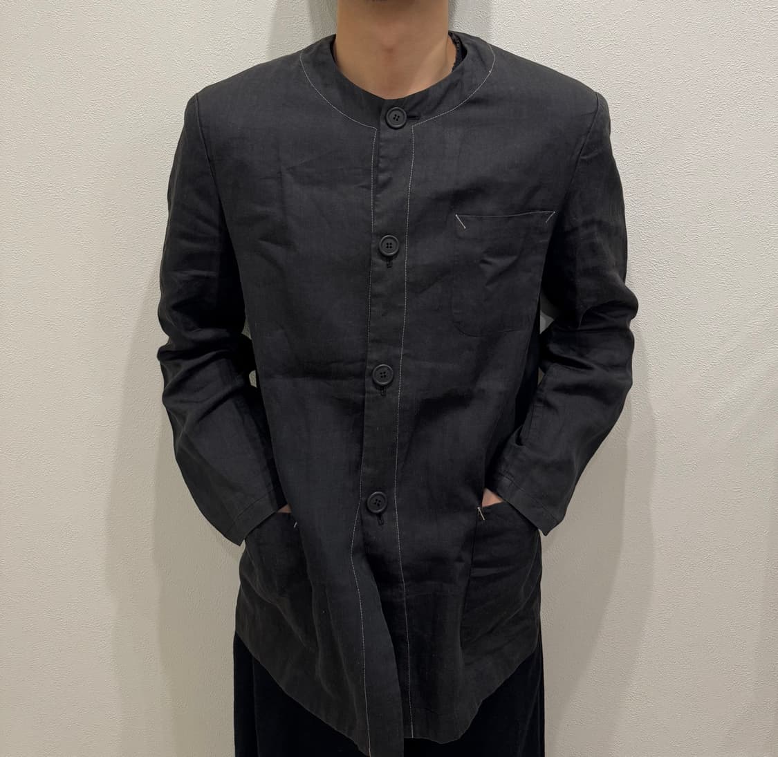 요지야마모토 80's 핸드스티치 린넨 자켓 상품이미지1