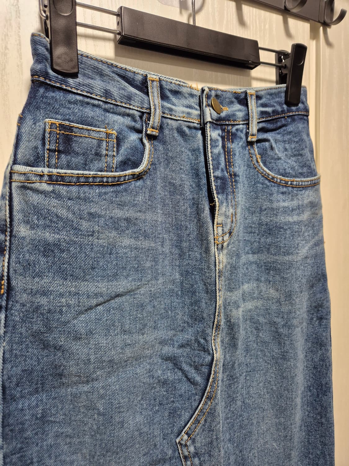 (새상품)vtg 중청 롱 데님 스커트 트임  스커트 상품이미지2