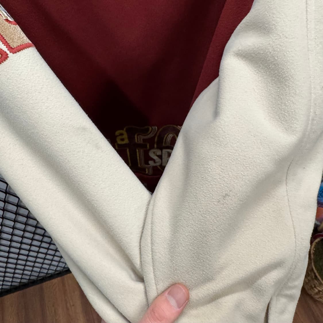 90s JPN VINTAGE 집업 바시티 자켓 크림 버건디 상품이미지10