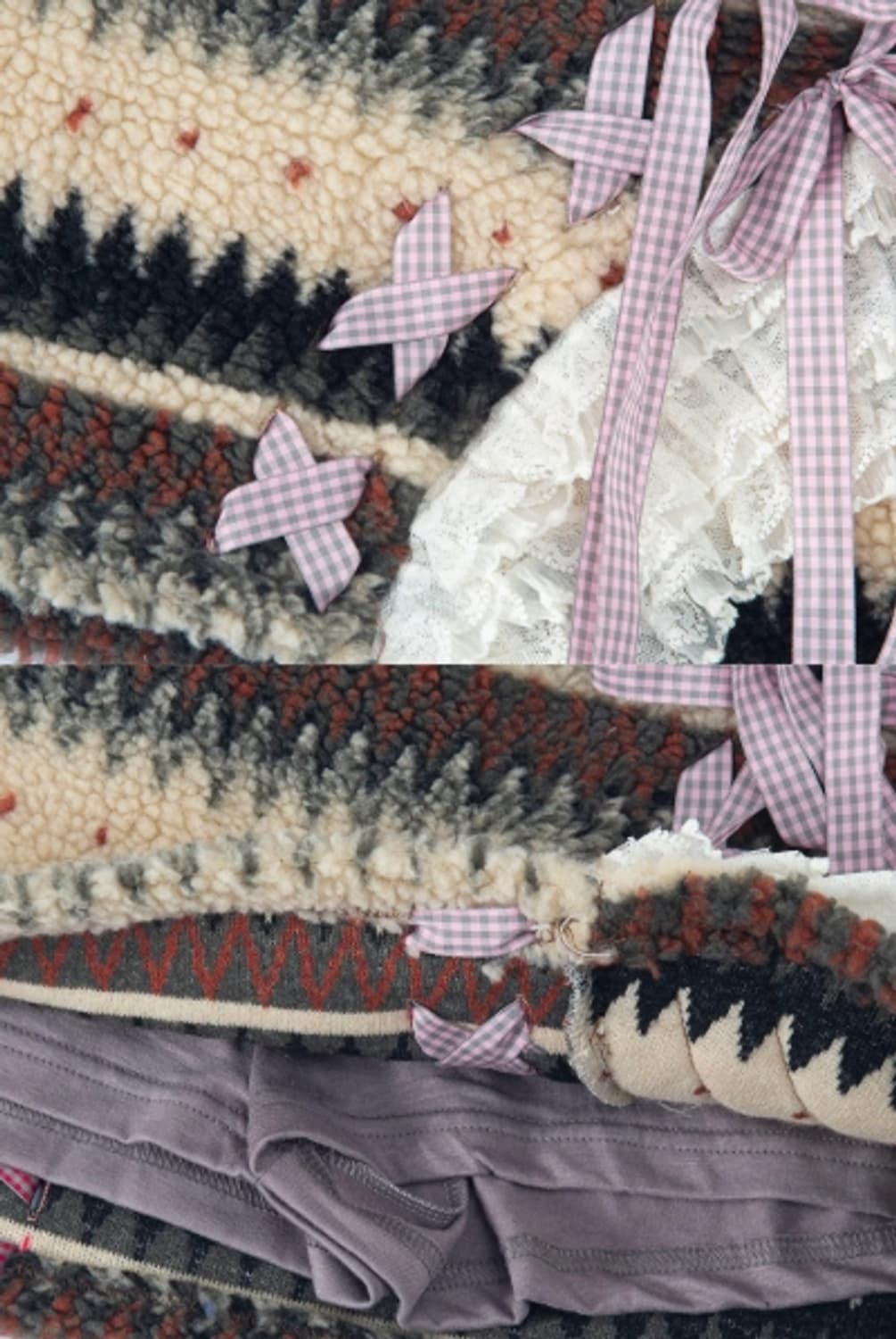 Ribbon & Lace Teddy Skort (Beige) 상품이미지3