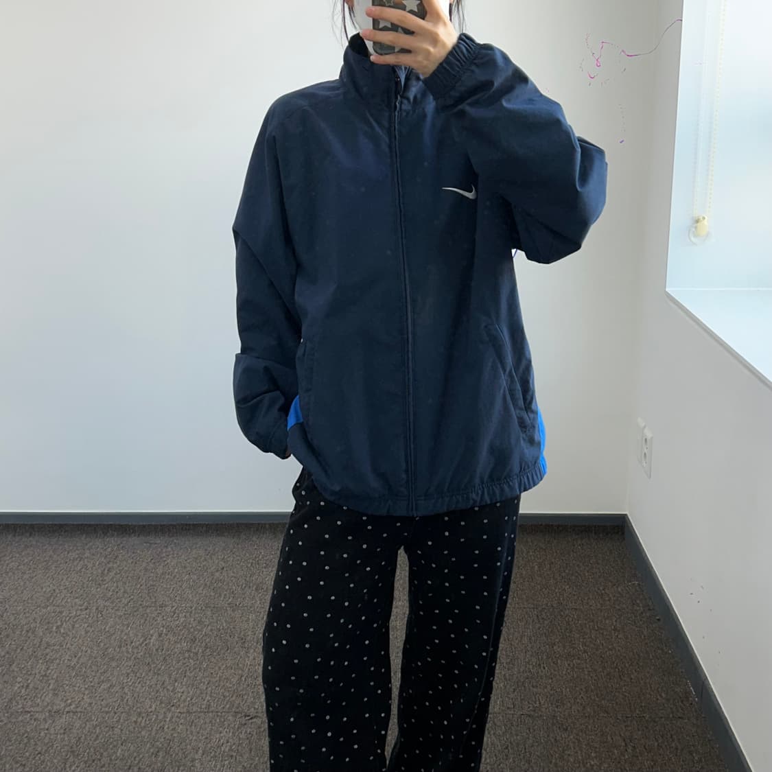 Nike 나이키 네이비 블루 화이트 배색 바람막이 상품이미지1