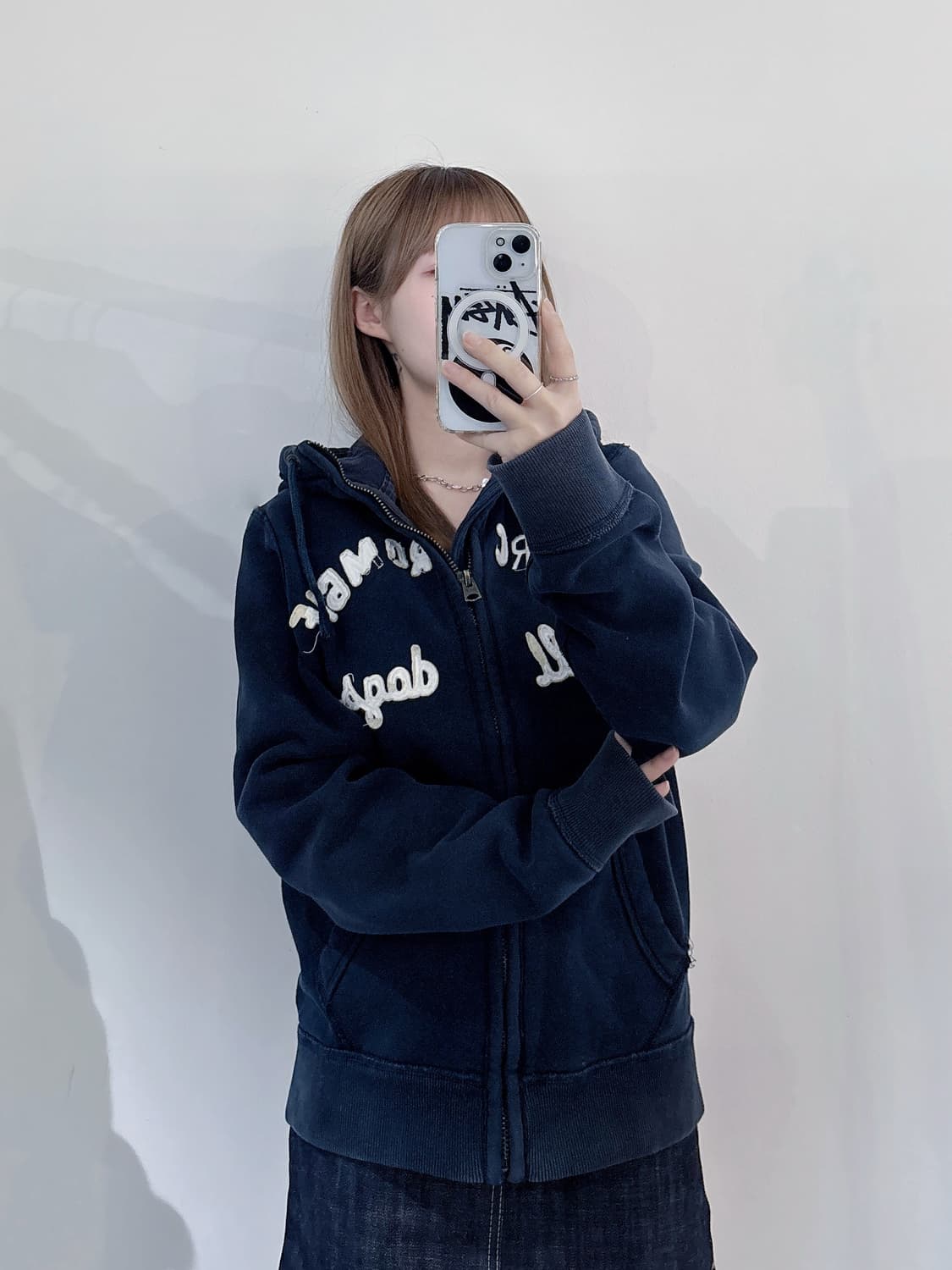 아베크롬비 네이비 빅로고 헤비스웻 후드집업 상품이미지2