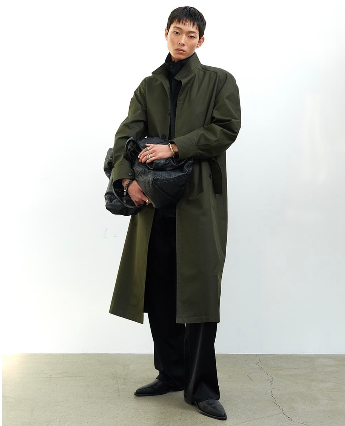알렌느 HIGH NECK MILITARY COAT OLIVE 상품이미지1
