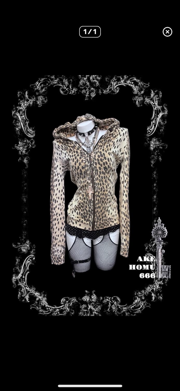 갸루 호피 후드집업 상품이미지1