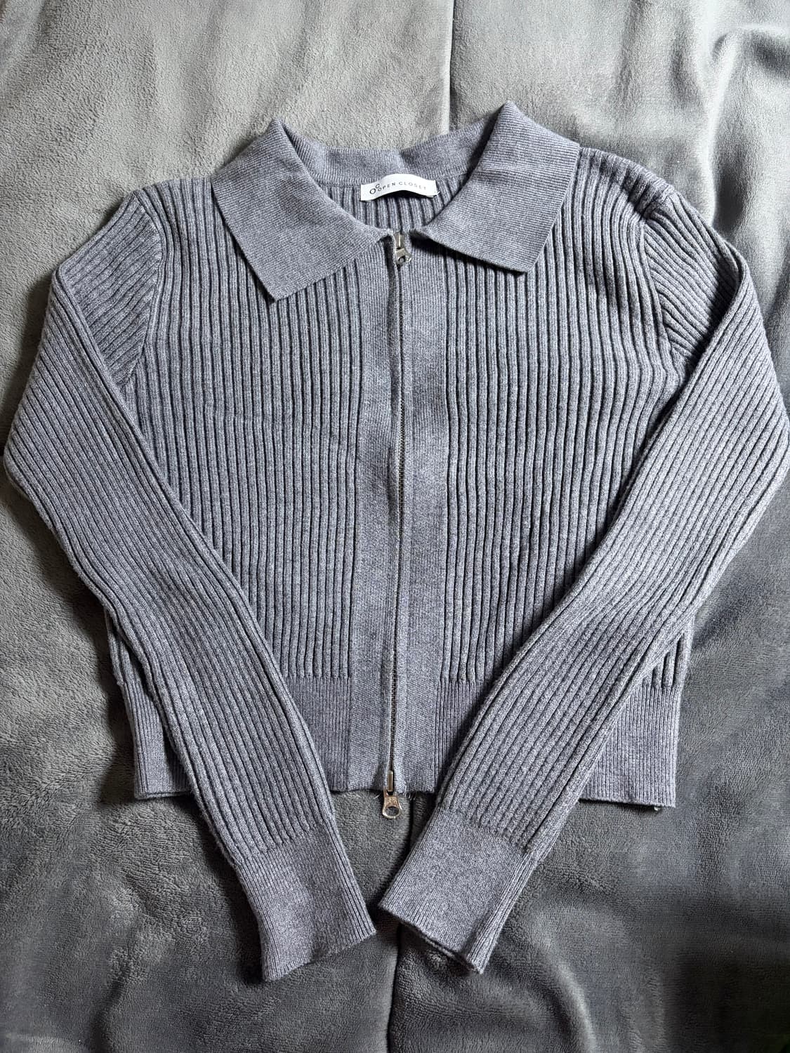 카라 골지 니트집업 상품이미지2